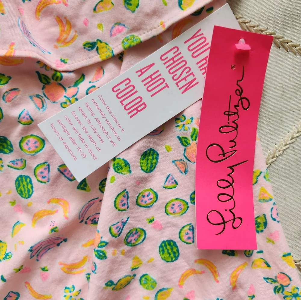 Lilly Pulitzer Off-Shoulder Pink Fruit Print Top | Size Small | NWT Summer Beach - Picture 4 of 5